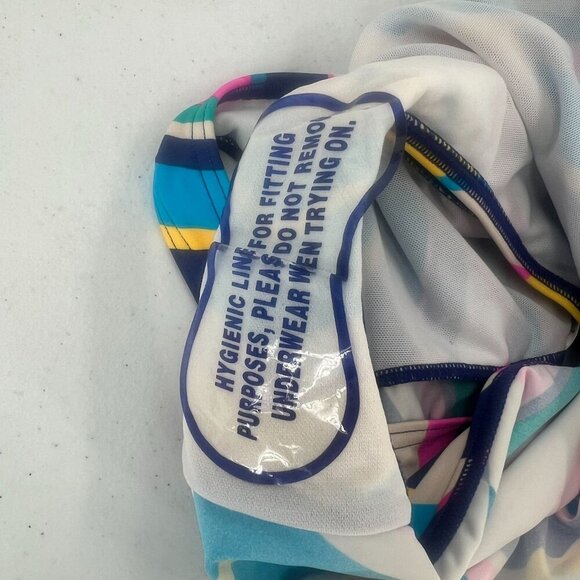 Figleaves Women Size 8L Colorful Geometric One Piece Swimsuit - Picture 8 of 12